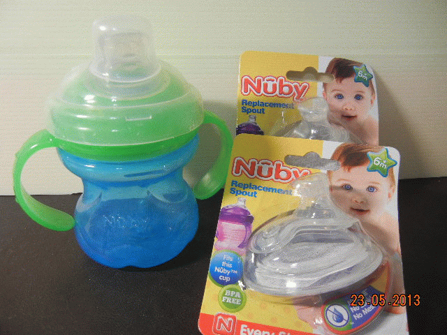 Nuby 雙耳防漏學飲杯（二手）、更換奶嘴（全新）