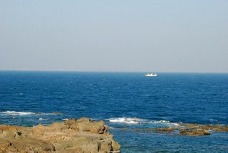 海面上遠處的作業漁船